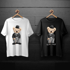 طرح لایه باز خرس تدی با طرح چارلی چاپلین برای چاپ روی انواع تیشرت